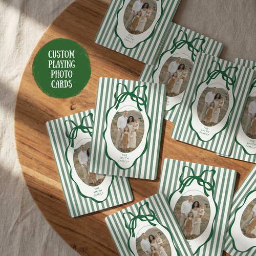 Personalized Photo Poker Playing Cards — Custom Family Name Deck